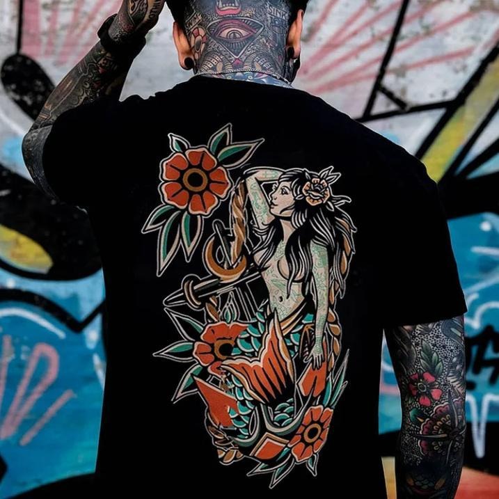 Mythology Goddess with Flowers Graphic Casual Black Print T-shirt Hoodie, Sweatshirt | HypeCrazeTee.com