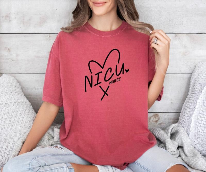NICU Nurse with Heart Comfort colors Tee shirt Hoodie, Sweatshirt | HypeCrazeTee.com