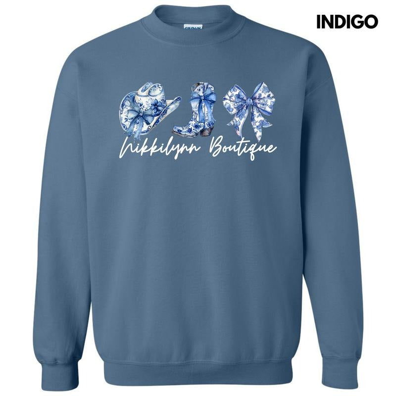 NLB MERCH - Blue Floral Trio Sweatshirt 'NLB' T-Shirts, Hoodie | HypeCrazeTee.com