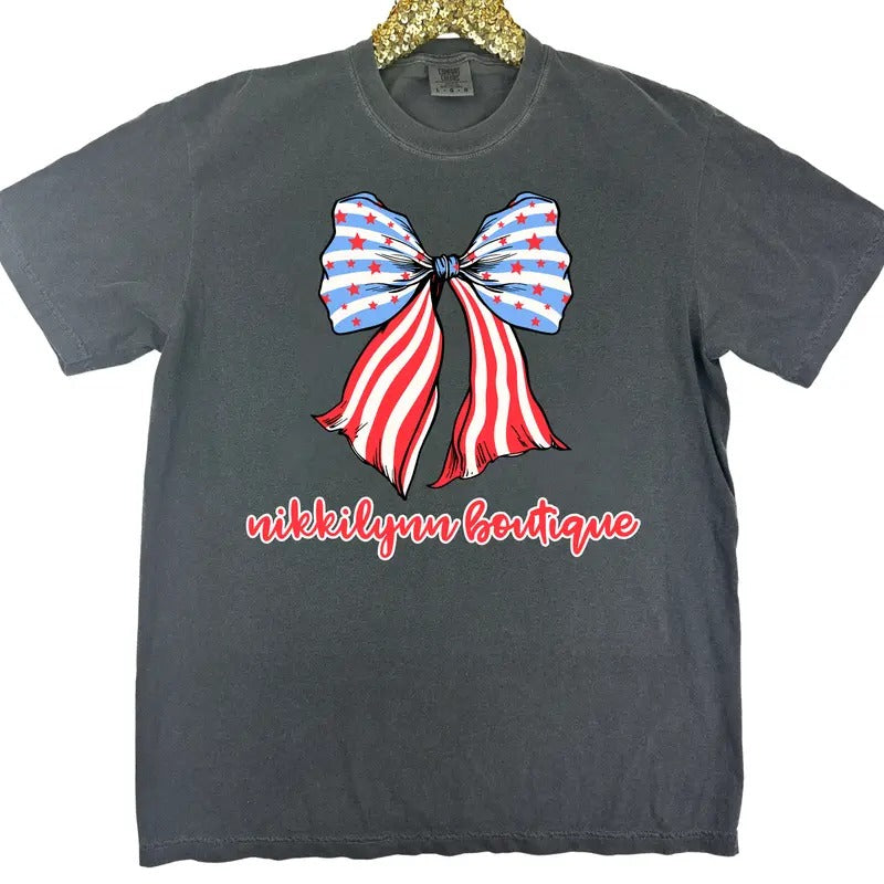 NLB Merch - Bow-tiful Stars & Stripes Comfort Colors T-Shirt Hoodie, Sweatshirt | HypeCrazeTee.com