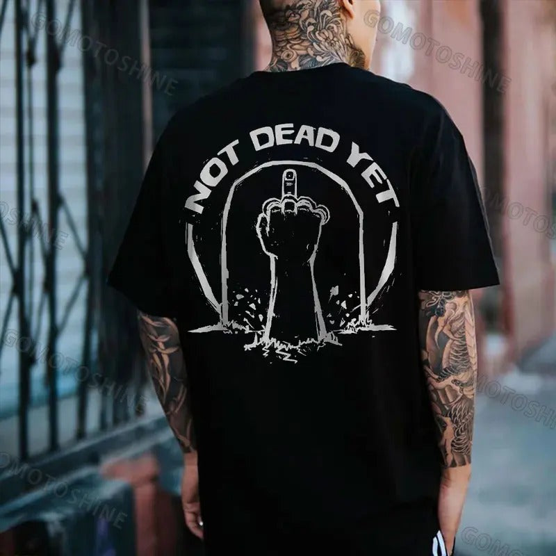 NOT DEAD YET Middle Finger Print Men's T-Shirt Hoodie, Sweatshirt | HypeCrazeTee.com