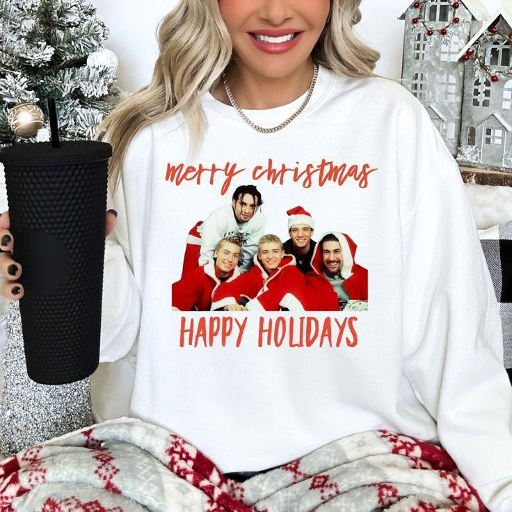 NSYNC* Christmas Sweatshirt Merry Christmas and Happy Holidays T-Shirts, Hoodie | HypeCrazeTee.com
