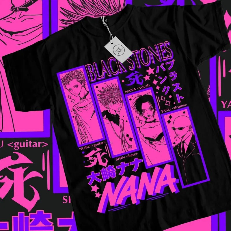 Nana Osaki T-Shirt S-4XL Black Stones Girl Kawaii Manga Anime Graphic Shirt Tshirt S-4XL Hoodie, Sweatshirt