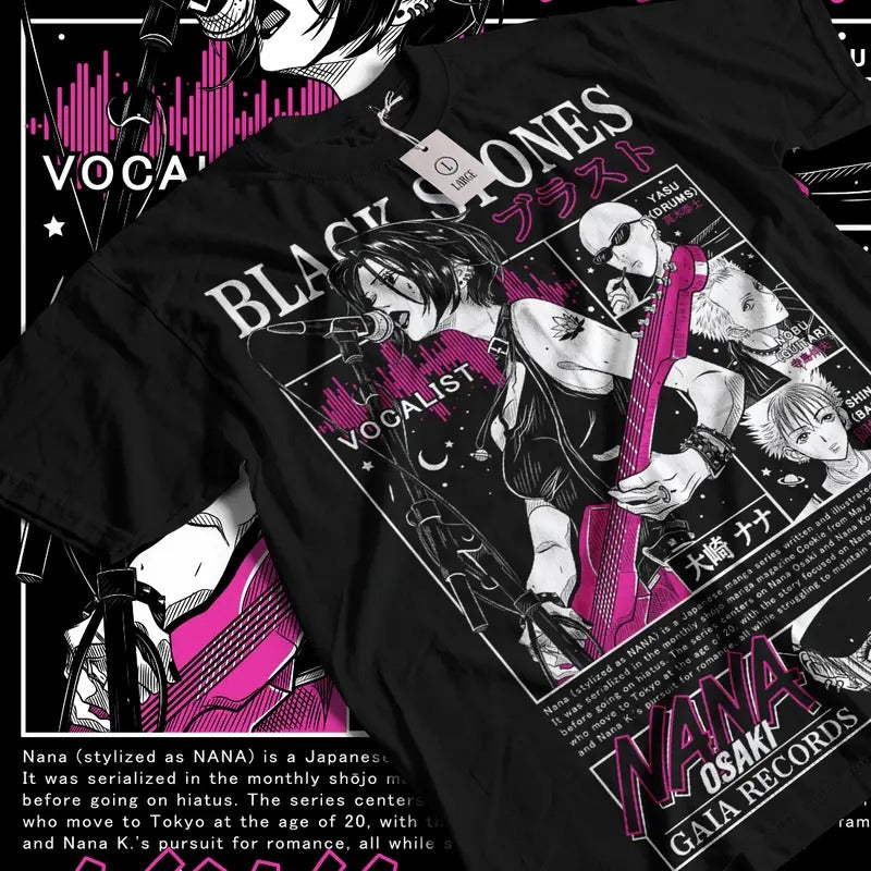 Nana Osaki T-Shirt S-4XL,Black Stones Manga Anime Girl Kawai Graphic Shirt Tshirt S-4XL Hoodie, Sweatshirt | HypeCrazeTee.com