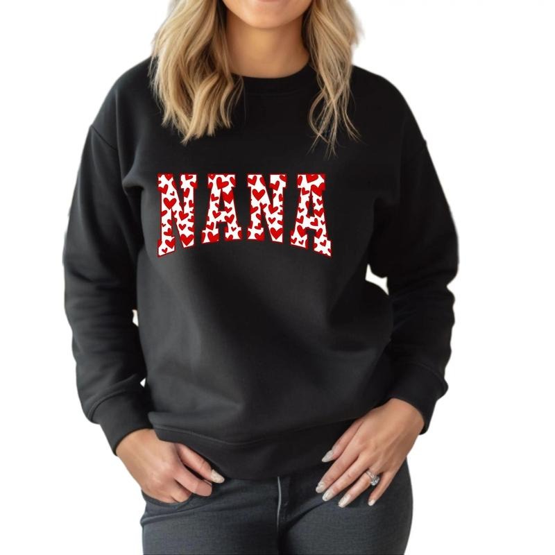 Nana with Hearts Crewneck Sweatshirt T-Shirts, Hoodie | HypeCrazeTee.com