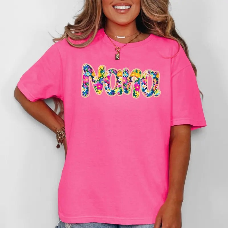 Nana, Floral, Flowers, Mother's Day, Bright, Colorful, Pastels Tshirt, Women's Comfort Colors Tee Hoodie, Sweatshirt