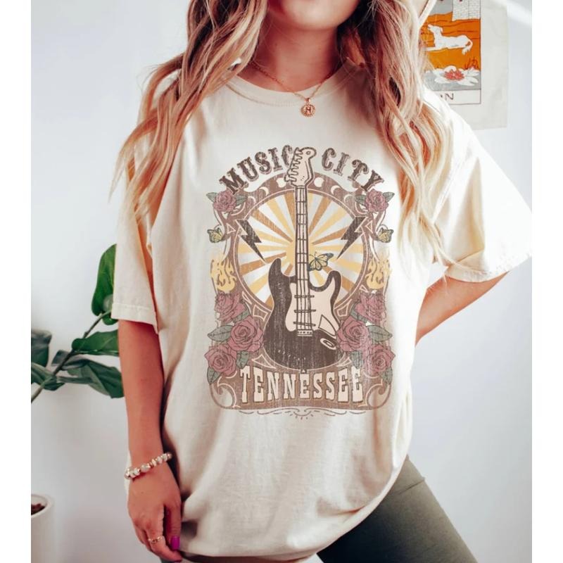 Nashville Concert Shirt, Comfort Colors Music City Tee, Retro Distressed Western Tennessee Shirt, Country Graphic Tee...