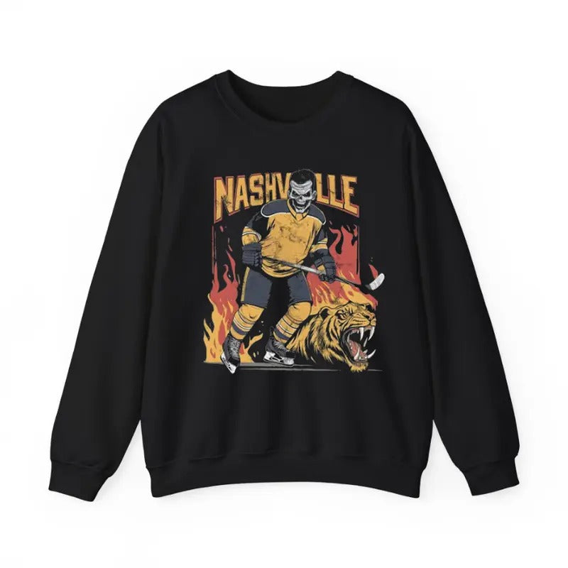 Nashville Hockey Crewneck Sweatshirt, Hockey Fan Gift, Hockey Lover T-Shirts, Hoodie | HypeCrazeTee.com
