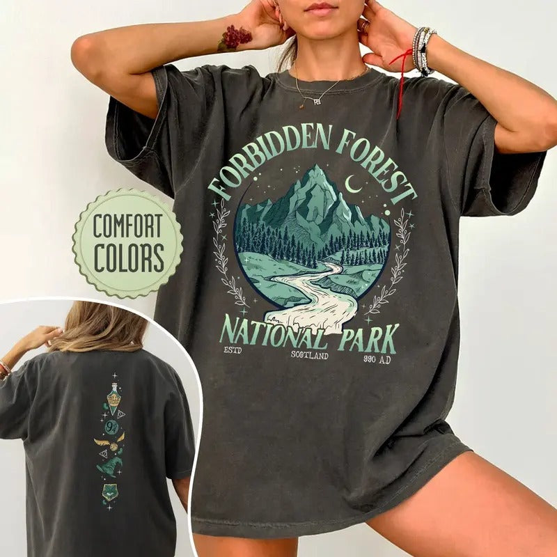 National Park Wizard Comfort Colors T-Shirt, Forbidden Forest Shirt, HP Inspired Tee, Wizarding World, Bookish Gift for...
