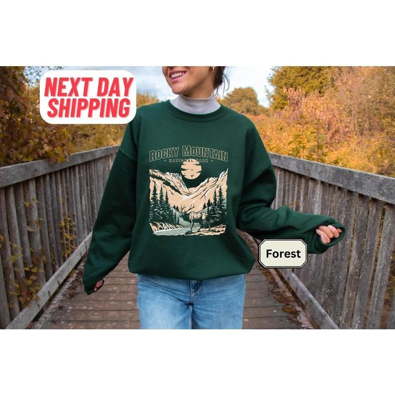 National Parks Crewneck, Aesthetic Mountain Sweatshirt, Rocky Mountain Shirt, Camping Sweatshirt, Mountain Nature Lover...