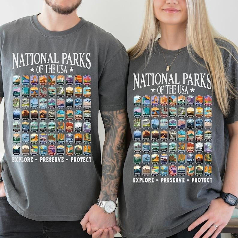 National Parks Shirt, US National Park Camping Gift for Family Trip, Nature Lover Hiking T-shirts, Park Tee Outdoor...