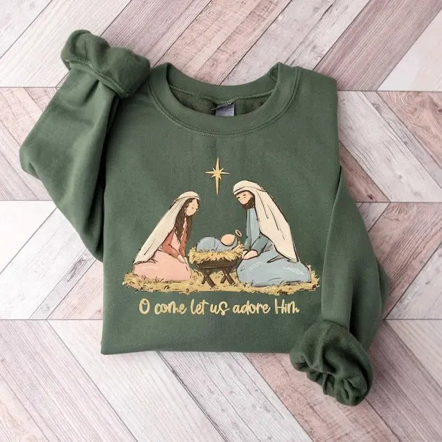 Nativity Scene Sweater, Christian Christmas Sweatshirt, Christmas Nativity Shirt, True Story Nativity, Religious...