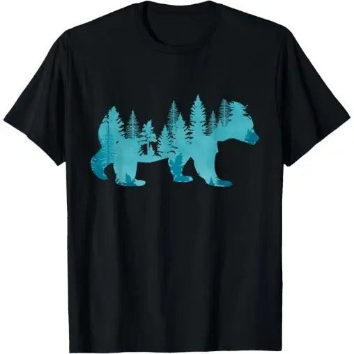 Nature Forest Mountains Trees Wildlife Animal Brown Bear T-Shirt Made in USA Hoodie, Sweatshirt | HypeCrazeTee.com