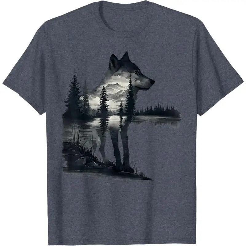 Nature Mountains Adventure Wolf Outdoor Wildlife Forest T-Shirt Hoodie, Sweatshirt | HypeCrazeTee.com