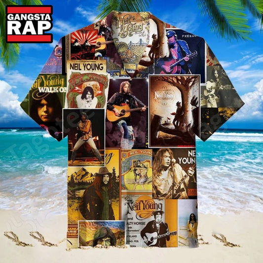 Neil Young Graphic 2024 Summer Hawaiian Shirt - Gangstarap80S