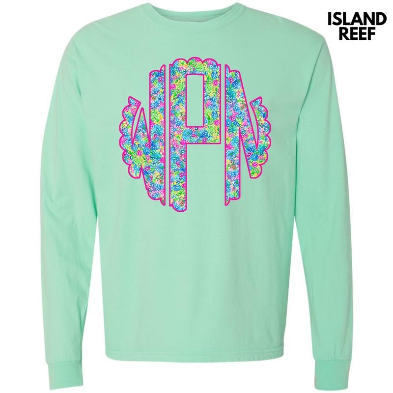 Neon Exotic Monogram Long Sleeve Comfort Colors T-Shirt 'NLB' Hoodie, Sweatshirt | HypeCrazeTee.com