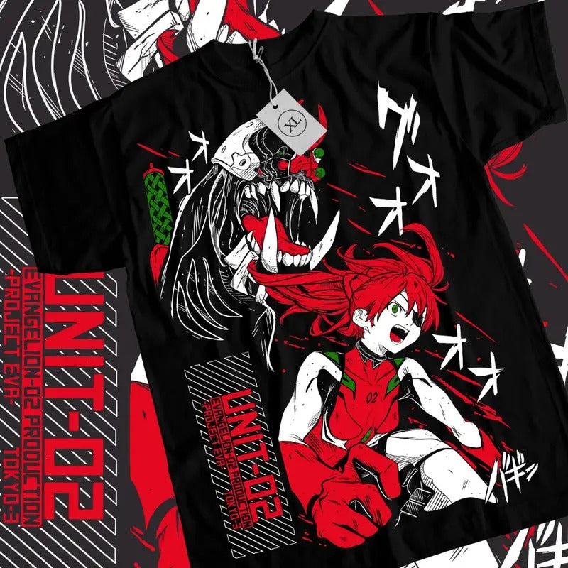 Neon Genesis Evangelion T-Shirt & Sweatshirt, Asuka Langley Sohryu Unit 2 Graphic Tee, Anime Manga Lover Gifts Ball...