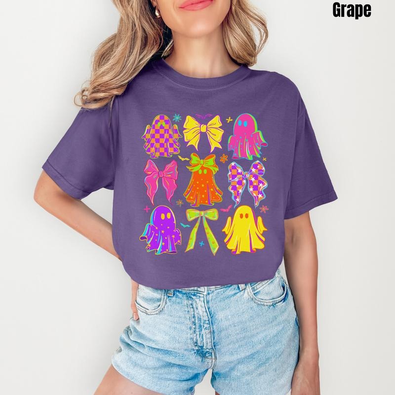 Neon Ghost & Bow Collage Comfort Colors T-Shirt 'NLB' Hoodie, Sweatshirt | HypeCrazeTee.com