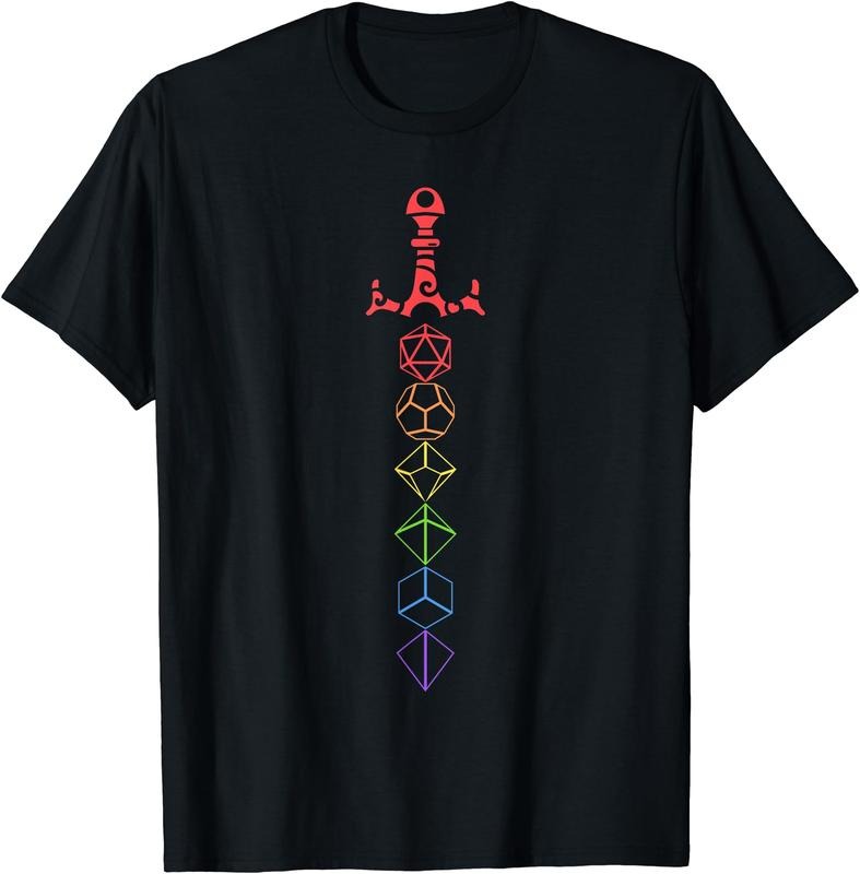 Nerdy Dice Set Collector Sword LGBT Pride D20 T-Shirt | Unisex Cotton Tee Gift, Crewneck, Short Sleeve Hoodie, Sweatshirt
