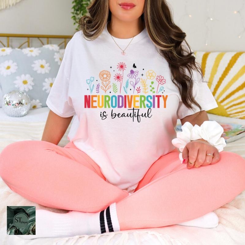 Neurodiversity Is Beautiful White 100% Ring spun Cotton T-Shirt Unisex Fit Hoodie, Sweatshirt | HypeCrazeTee.com