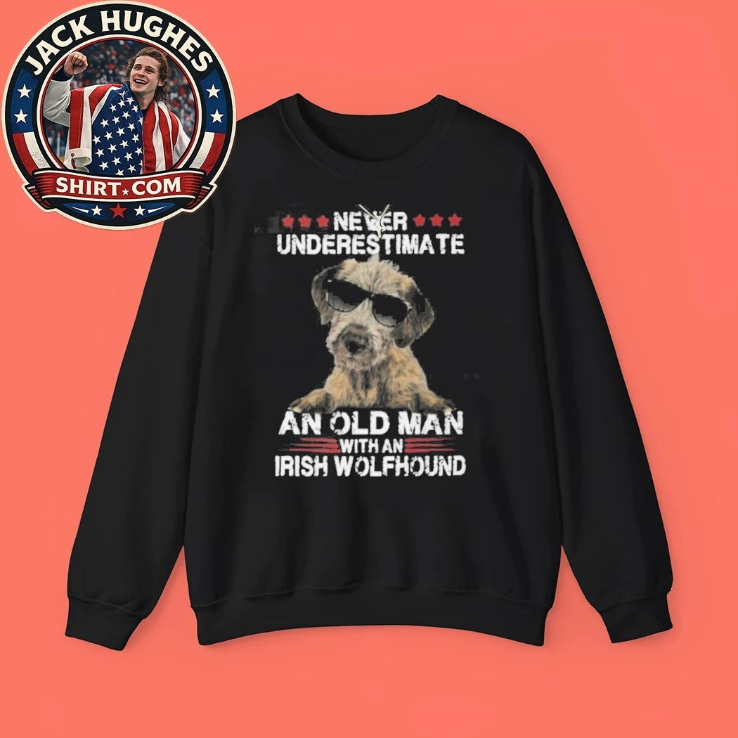 Never Underestimate An Old Man With An Irish Wolfhound Father Day Gift Shirt