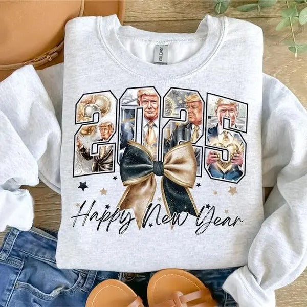New Year Trum 2025 Coquette Bow Sweatshirt, Bundle Happy New Year 2025, Trum Shirt, For Men, For Women Hoodie