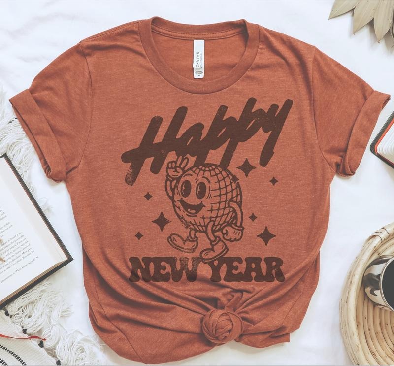 New Years T-Shirt Fun New Year Tshirt Celebrate New Tees Soft Print T-Shirt Comfy Oversized Tshirt Sublimation Tee Year...