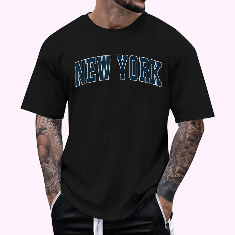 New York Vintage Varsity Sports Navy Text T-Shirt , Unisex Cotton 100%, Top Menswear Hoodie, Sweatshirt | HypeCrazeTee.com