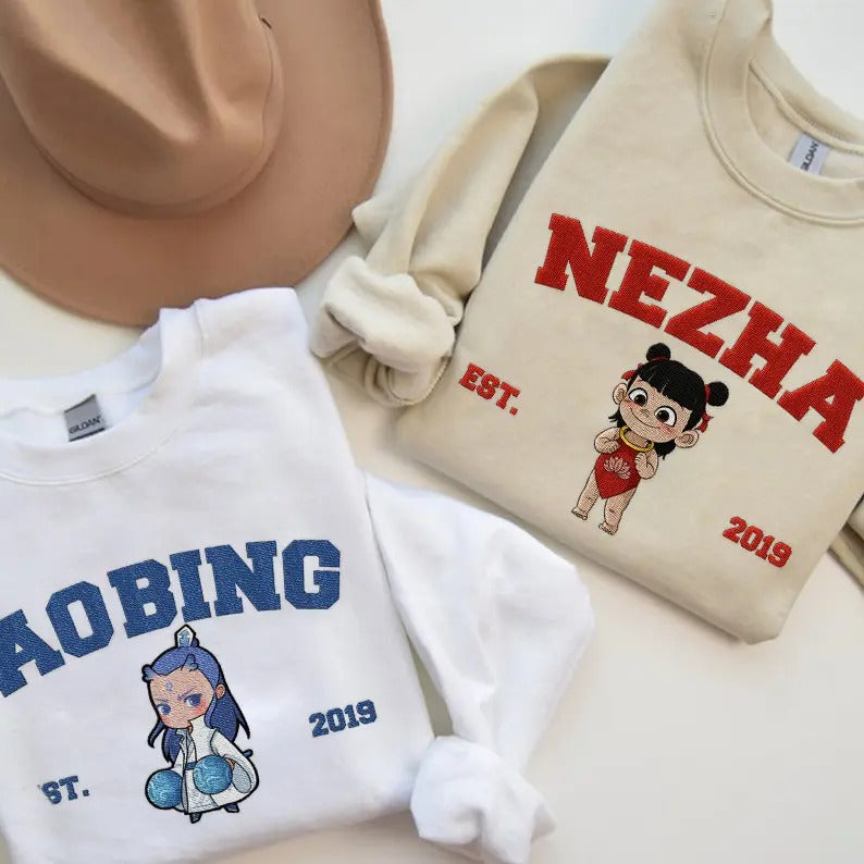 Nezha, Aobing Embroidered Sweatshirt, Nezha Embroidered Hoodie, Nezha Embroidered T-Shirt | HypeCrazeTee.com