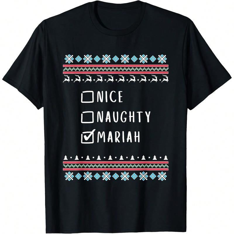 Nice, Naughty, Mariah, Ugly Sweater Style T-Shirt Hoodie, Sweatshirt | HypeCrazeTee.com
