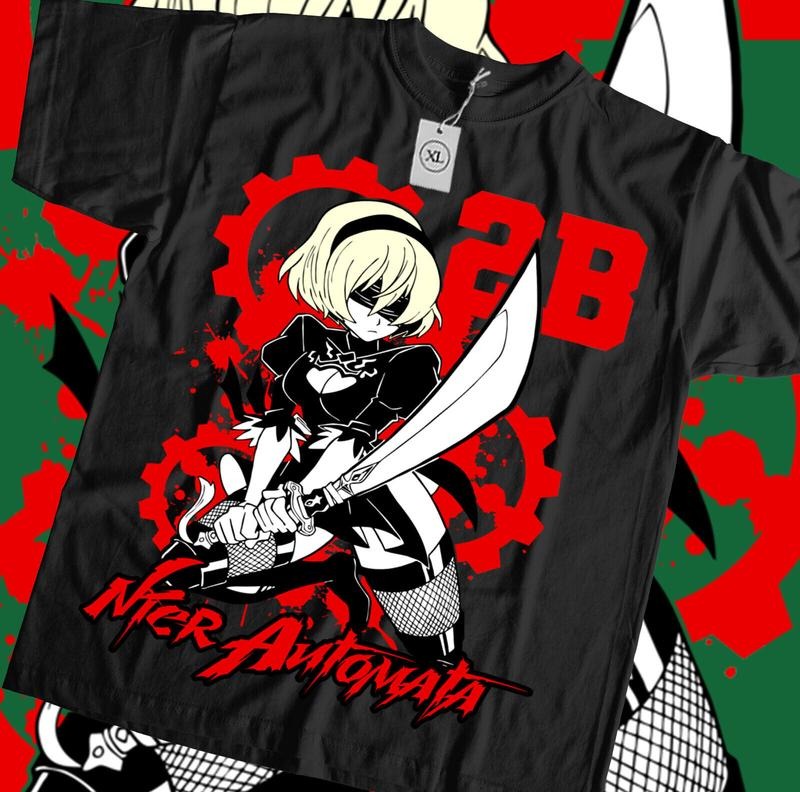 Nier Automata 2B YoRHa New Unisex T-Shirt S-4XL,Girl,Cyber Punk Waifu graphic tee Hoodie, Sweatshirt | HypeCrazeTee.com