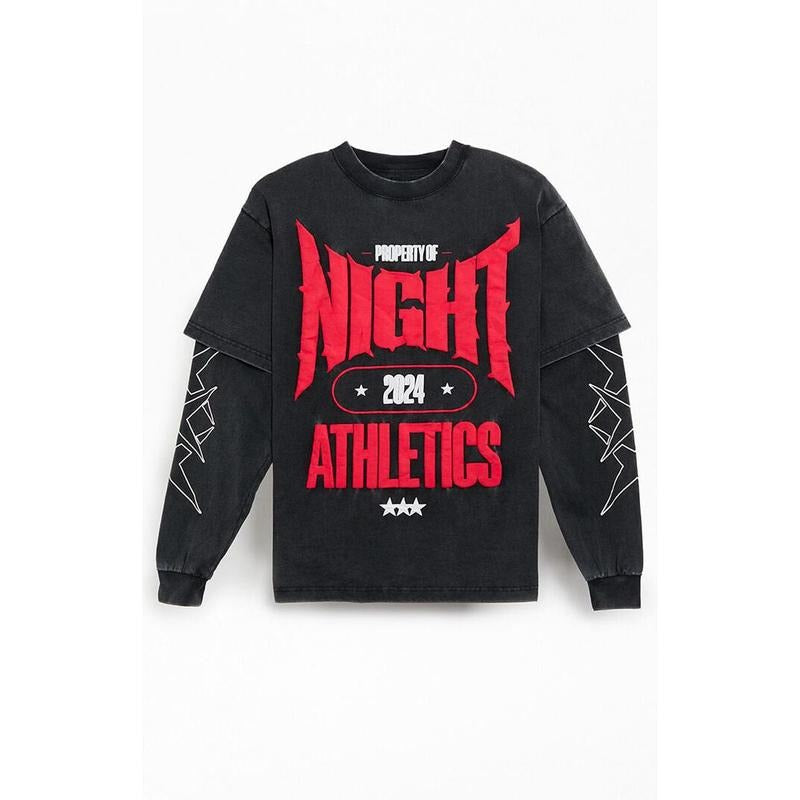Nightlab Men's Gym 2fer Long Sleeve Puff Graphic T-Shirt - Multicolor Hoodie, Sweatshirt | HypeCrazeTee.com