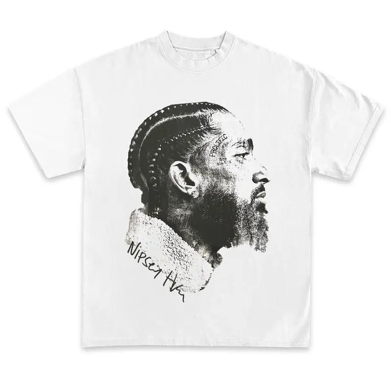 Nipsey T-Shirt Big Face Vintage Rapper Graphic Tee Rap Hip Hop Concert Merch Men Women Menswear Top Hoodie, Sweatshirt