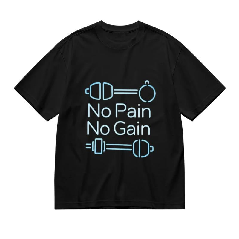 No Pain No Gain Creative Pattern Print Casual Cotton T-Shirts Unisex Men Women Oversized Tee Shirt Sportswear Fitness...