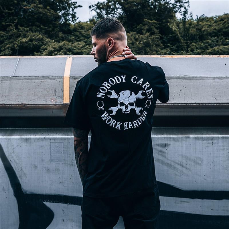 Nobody Cares Work Harder Printed Loose Men's T-shirt