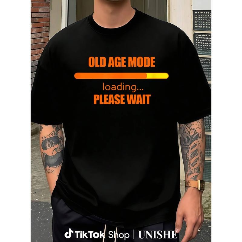 Non-Transparent Casual Tee with 'Older Man Mode Loading...' Text