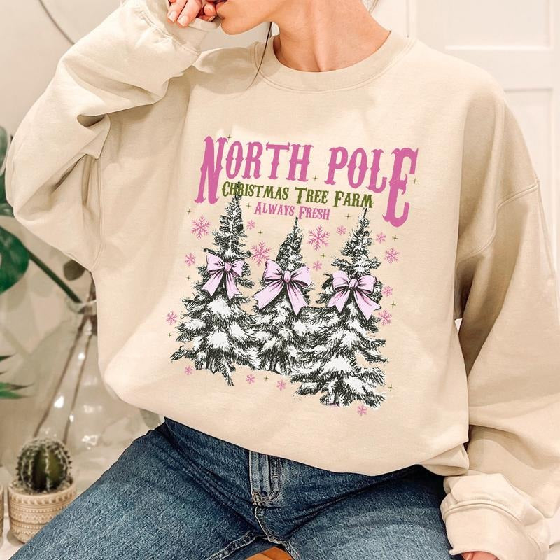 North Pole Tree Farm Cute Santa T-Shirts, Hoodie, Sweatshirt