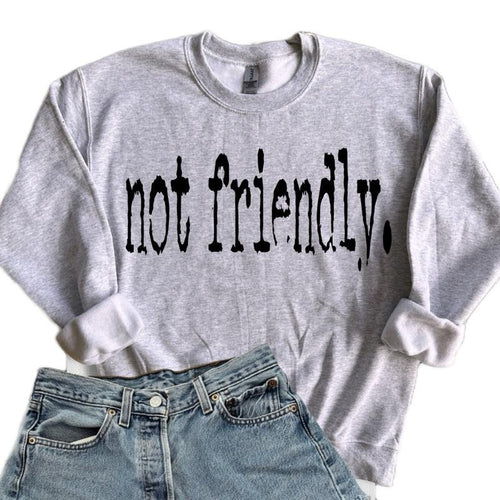 "Not Friendly" Random Color Graphic T-Shirt, Comfortable Comfy Top Womenswear Everyday Love Soft Streetwear Casual...