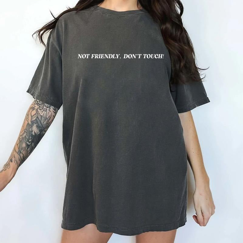 Not Friendly Do Not Touch Unisex Shirt, Funny Saying Unisex Tee, Adult Humor Graphic Printed Tee, Introvert Unisex...