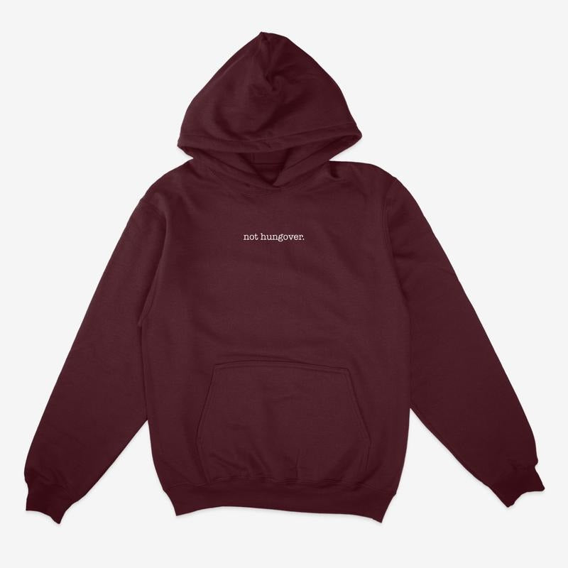 Not Hungover Embroidered Hoodie - Funny Unisex Cotton Pullover, Relaxed Fit, Hangover Slogan, Hooded Urban Fashion,...