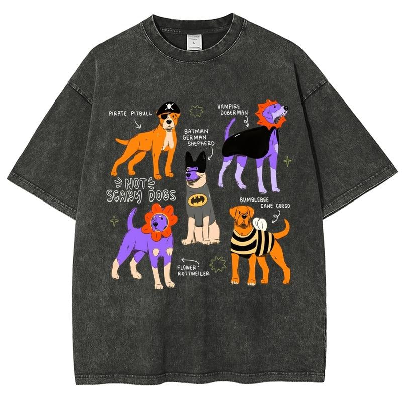 Not Scary Dogs Unisex Summer outfits men streetwear 80s 90s graphic tees cotton funny washed tshirt men gifts Hoodie,...