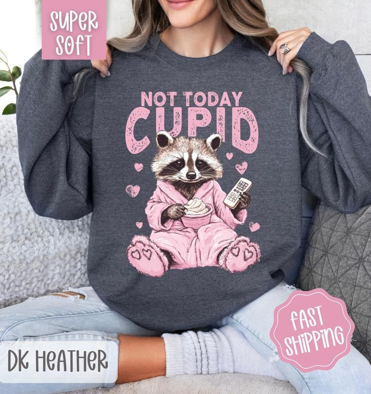Not Today Cupid Sweatshirt, Valentine's Day Crewneck, Funny Women's Sweater T-Shirts, Hoodie | HypeCrazeTee.com