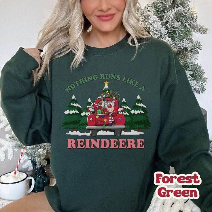 Nothing Runs Like Reindeer Shirt Tractor Reindeer Shirt Farm Life Shirt Farm Tree Shirt T-Shirts, Hoodie, Sweatshirt