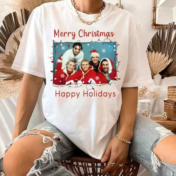 Nsync Christmas shirt, Merry Christmas Happy Holidays shirt Hoodie, Sweatshirt | HypeCrazeTee.com