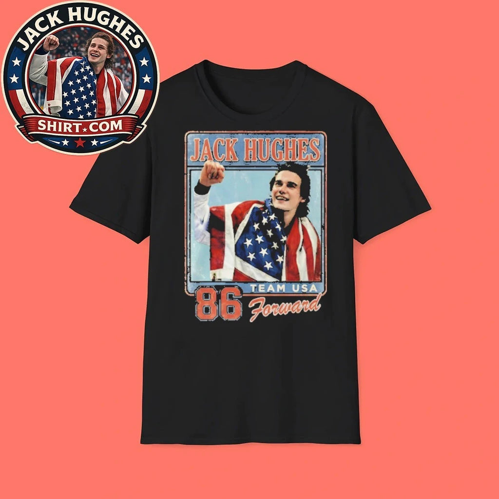 Number 86 Jack Hughes Team USA hockey Flag New Shirt