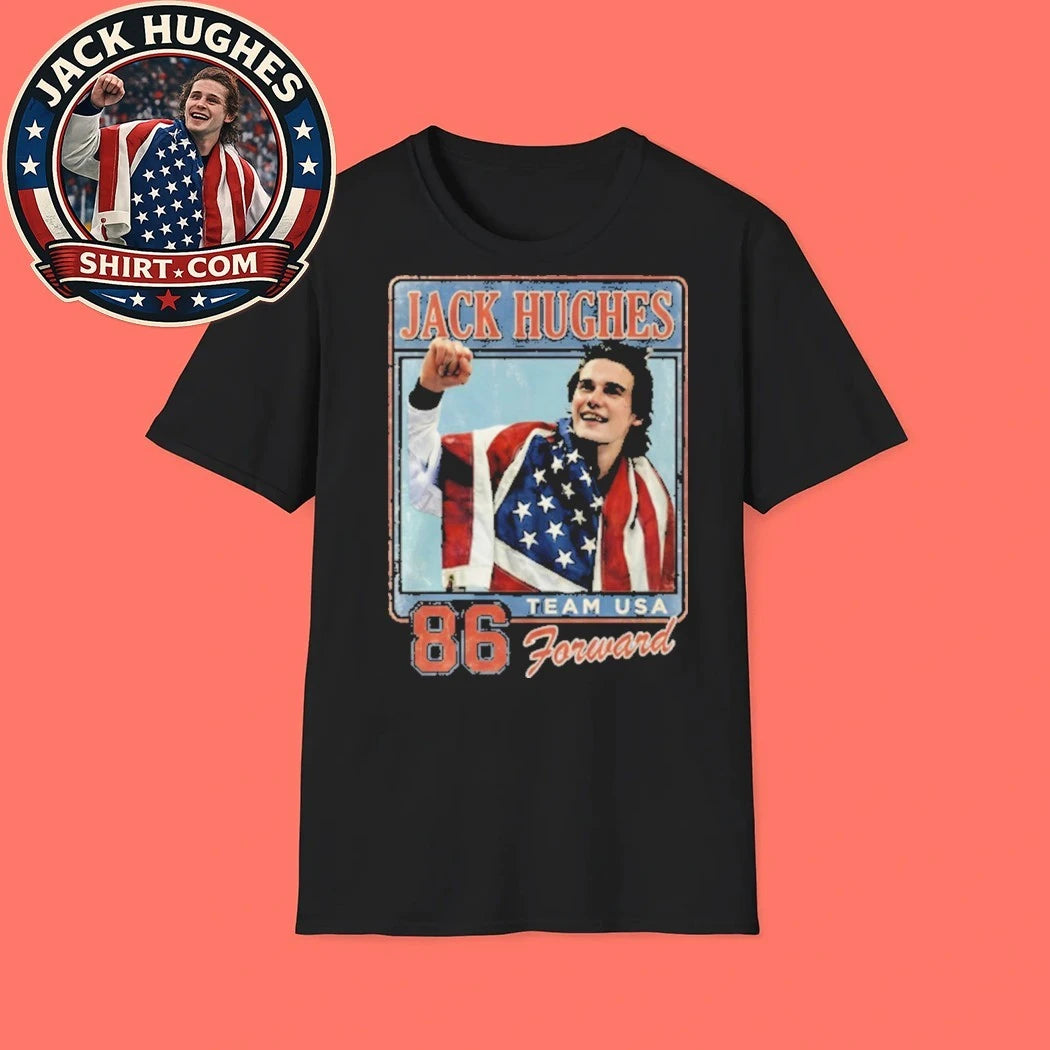 Number 86 Jack Hughes Team USA hockey Flag New Shirt