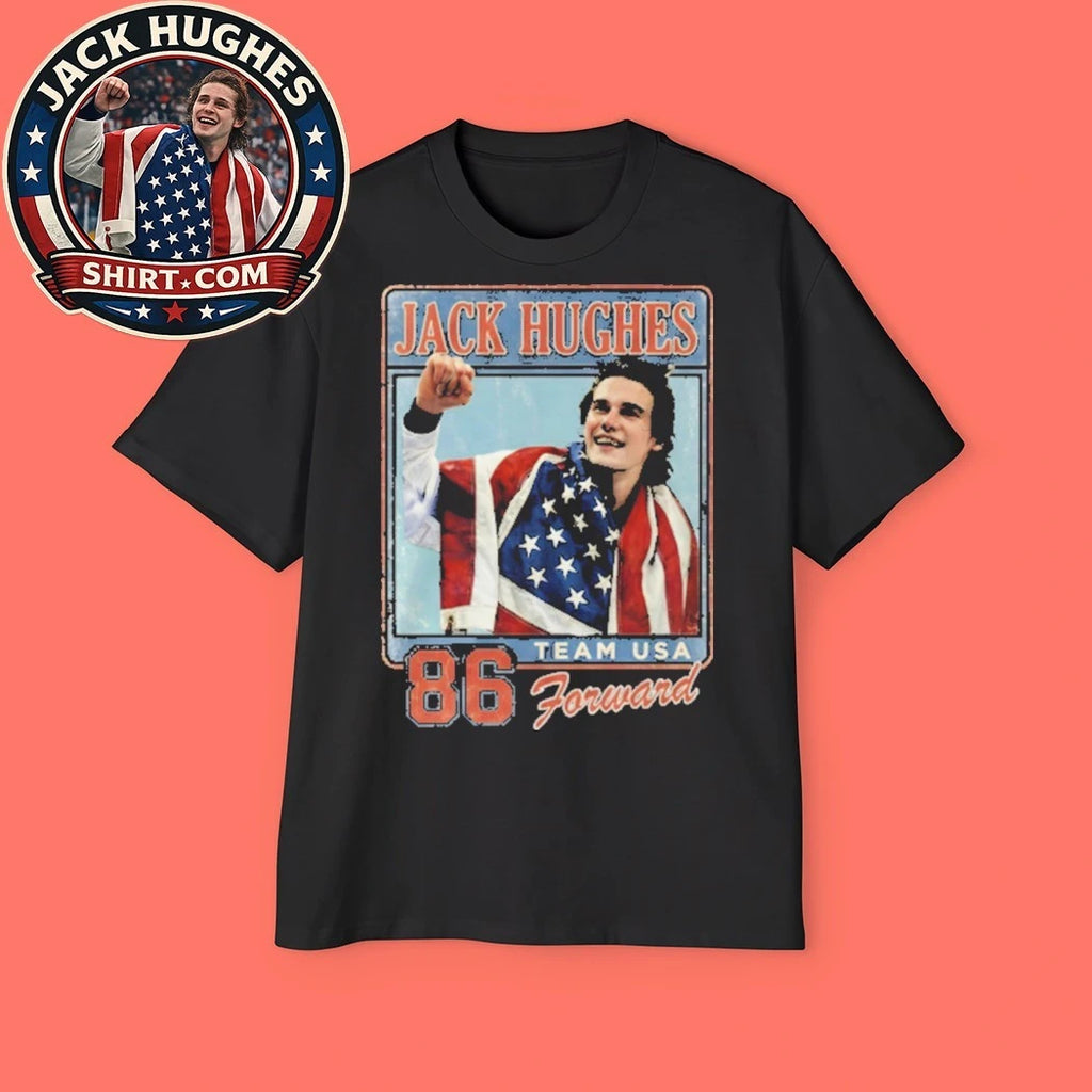 Number 86 Jack Hughes Team USA hockey Flag New Shirt