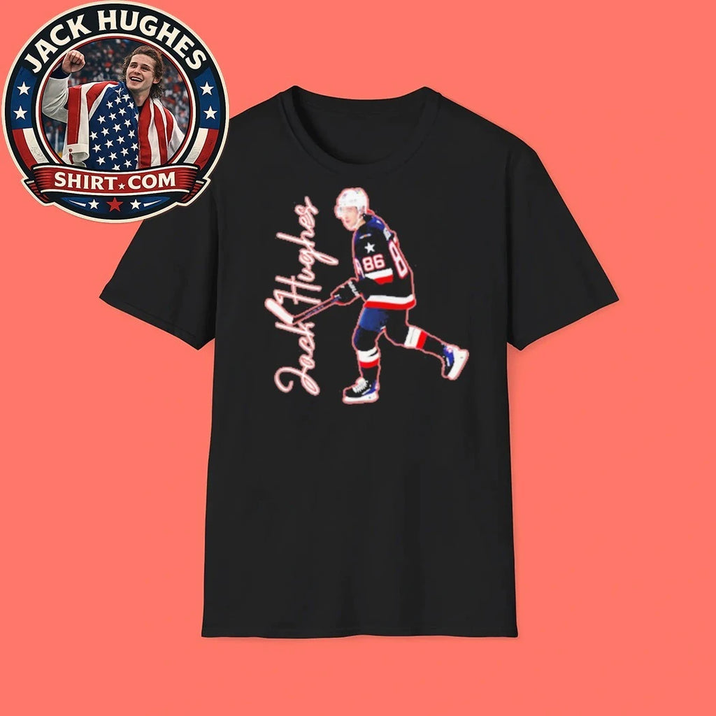 Number 86 Jack Hughes USA Tee Shirt
