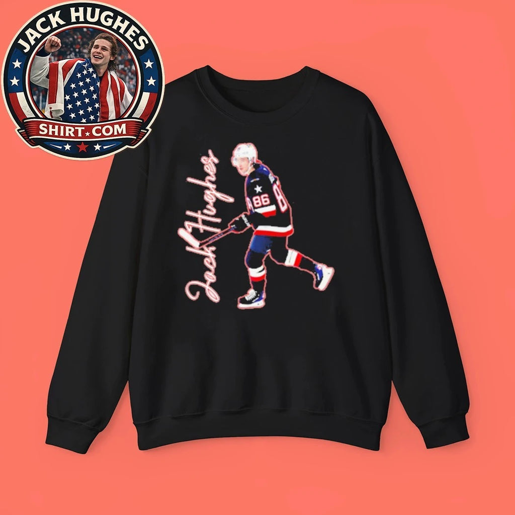 Number 86 Jack Hughes USA Tee Shirt