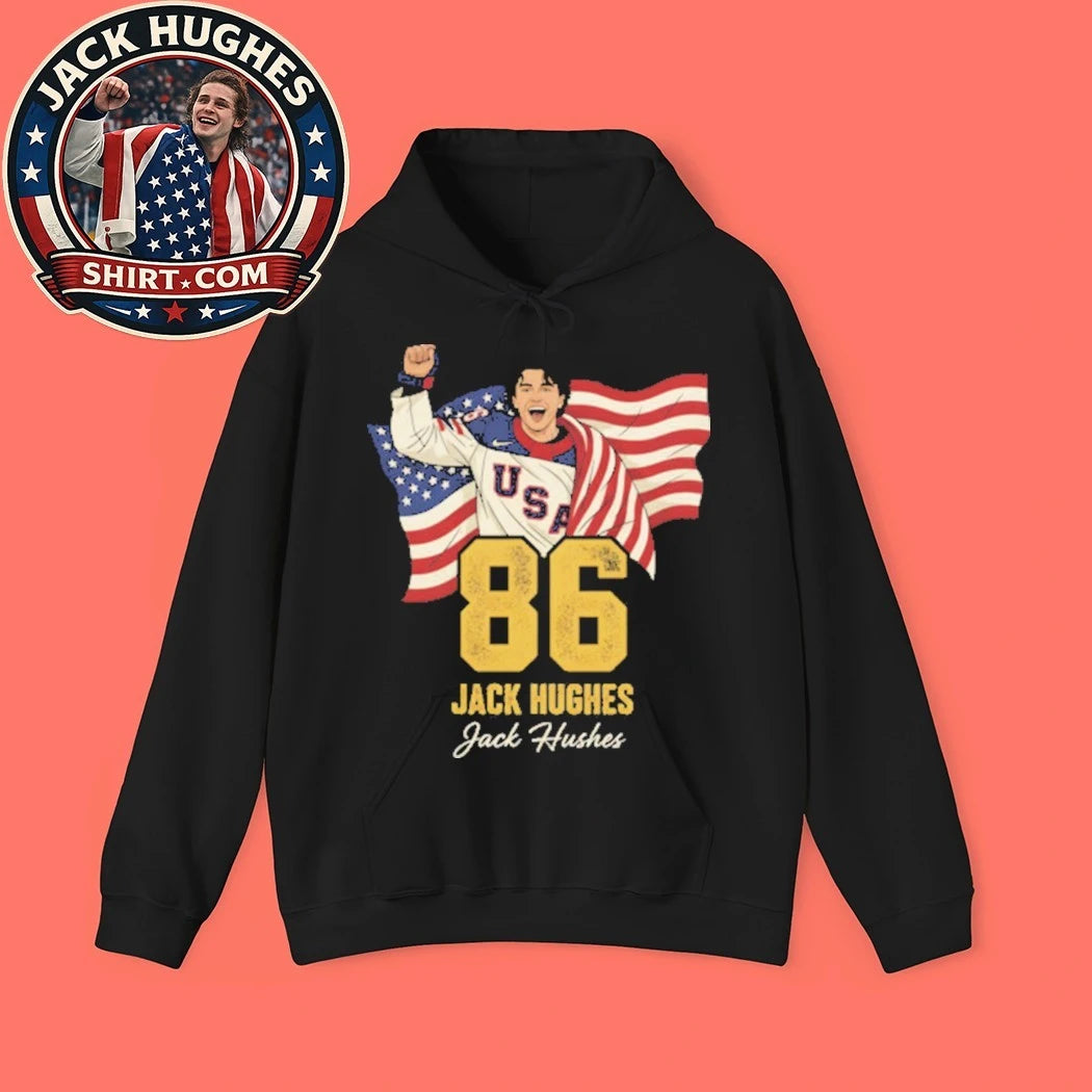 Number 86 Jack Hughes-Usa Hockey 2026 Olympics Flag New Shirt